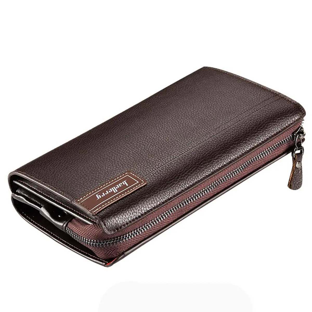 Valentoria Men's Long Leather Clutch Wallet Purse with Zipper 21cm (8.27") | Business Hand Bag for Phone, Cards & Cash - view 8
