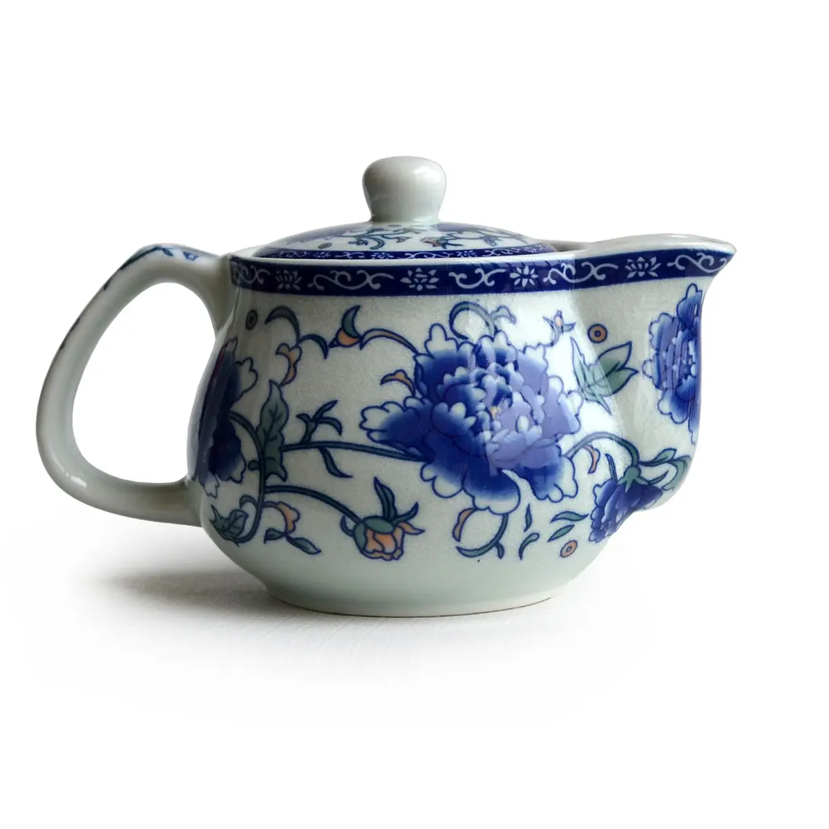 China qinghua ci Teapot 260ml Blue White Peony Flower Porcelain with Infuser (Mudan Flower) - view 2