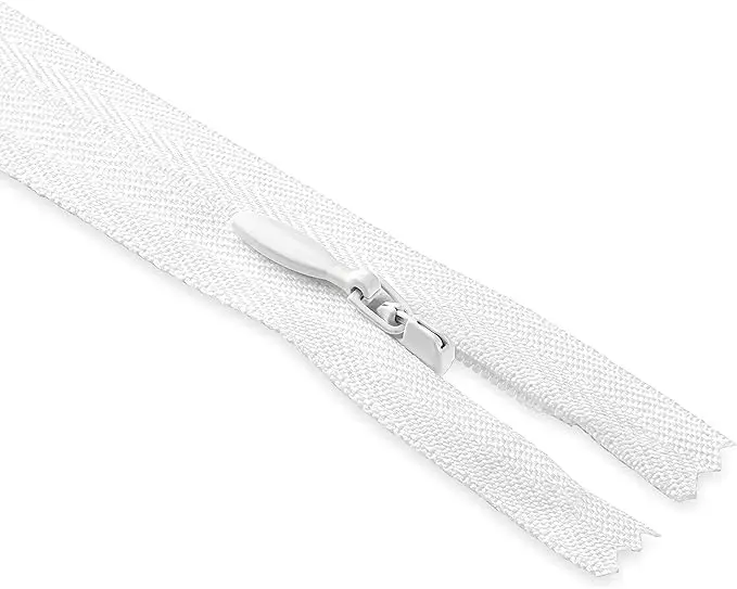 Lakesstory Invisible Nylon Zipper 5 inch (12.7 cm) | Smooth White Zip for Sewing & Crafts - view 5