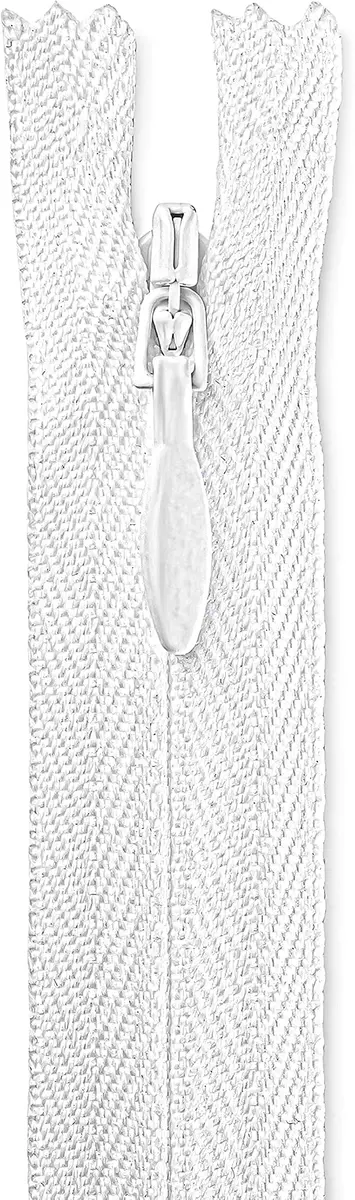 Lakesstory Invisible White Zipper for Sewing 18" (45.7 cm) | Smooth Nylon Craft Zipper - main product image