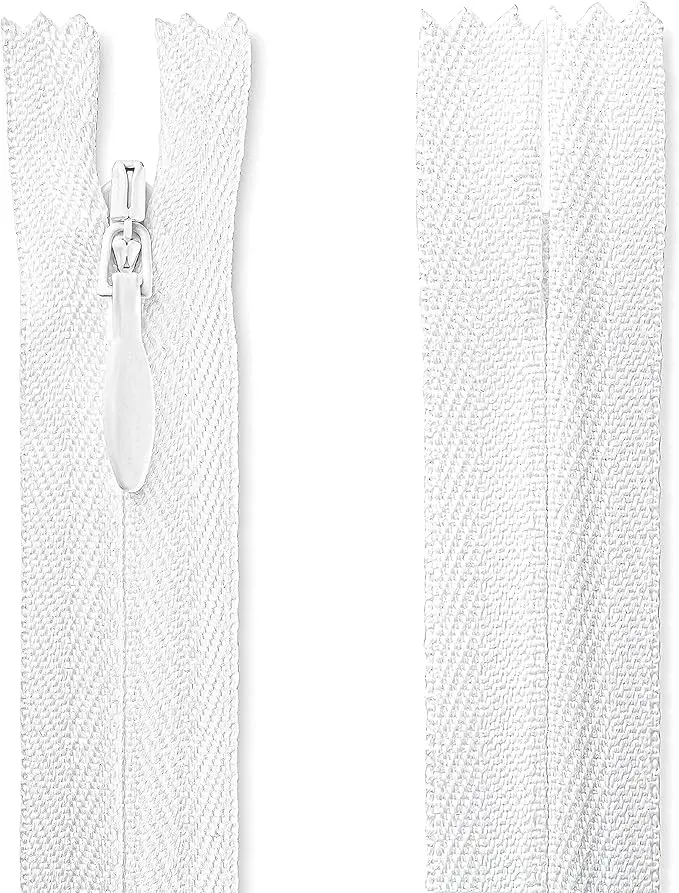 Lakesstory Invisible White Zipper for Sewing 18" (45.7 cm) | Smooth Nylon Craft Zipper - view 7