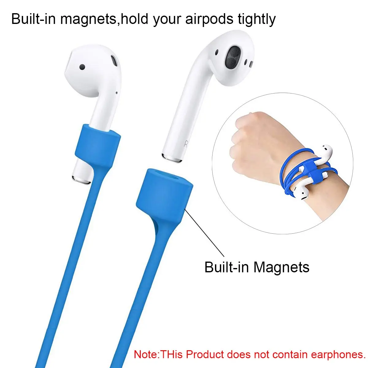 MULTAICH Magnetic Anti-Lost Strap for AirPods, Pro, Pro2 | 68.5 cm (27 in) Silicone Neck Rope Cord - view 4