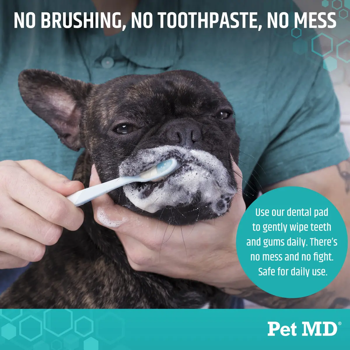 Pet MD Dental Wipes for Dogs Teeth - Fresh Apple & Mint Flavor - 100ct | Easy Dental Care for Dogs in India - view 5
