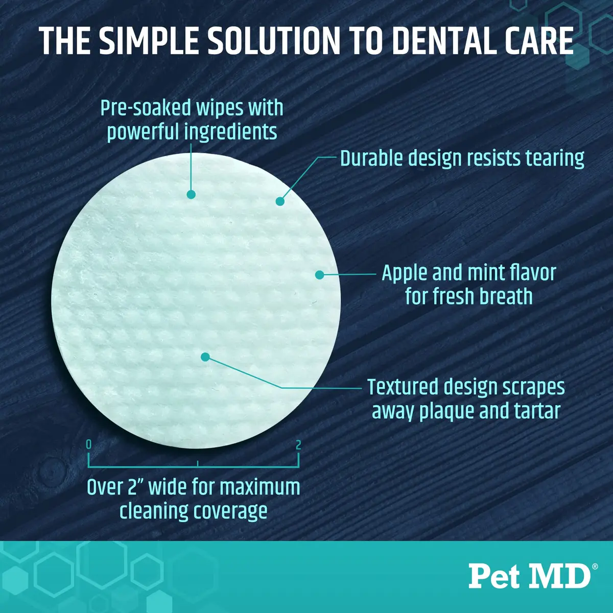 Pet MD Dental Wipes for Dogs Teeth - Fresh Apple & Mint Flavor - 100ct | Easy Dental Care for Dogs in India - view 4