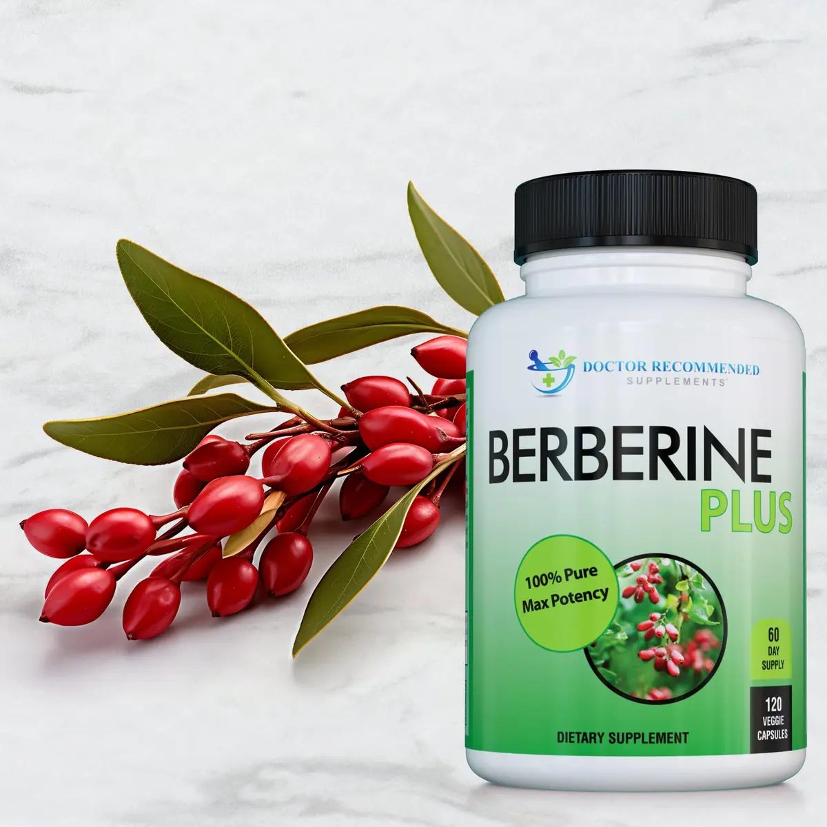 DOCTOR RECOMMENDED SUPPLEMENTS Berberine Plus 1200mg | 120 Veggie Capsules for Adults - view 3