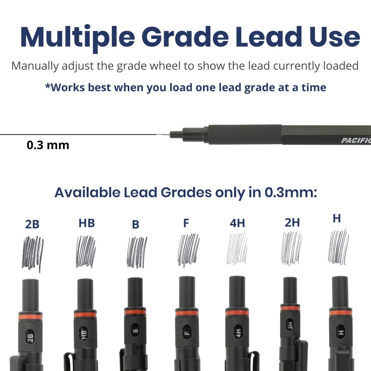 Pacific Arc Chromagraph Metal Mechanical Pencil 0.3 mm Black Barrel | Drafting & Sketching Tool - view 4