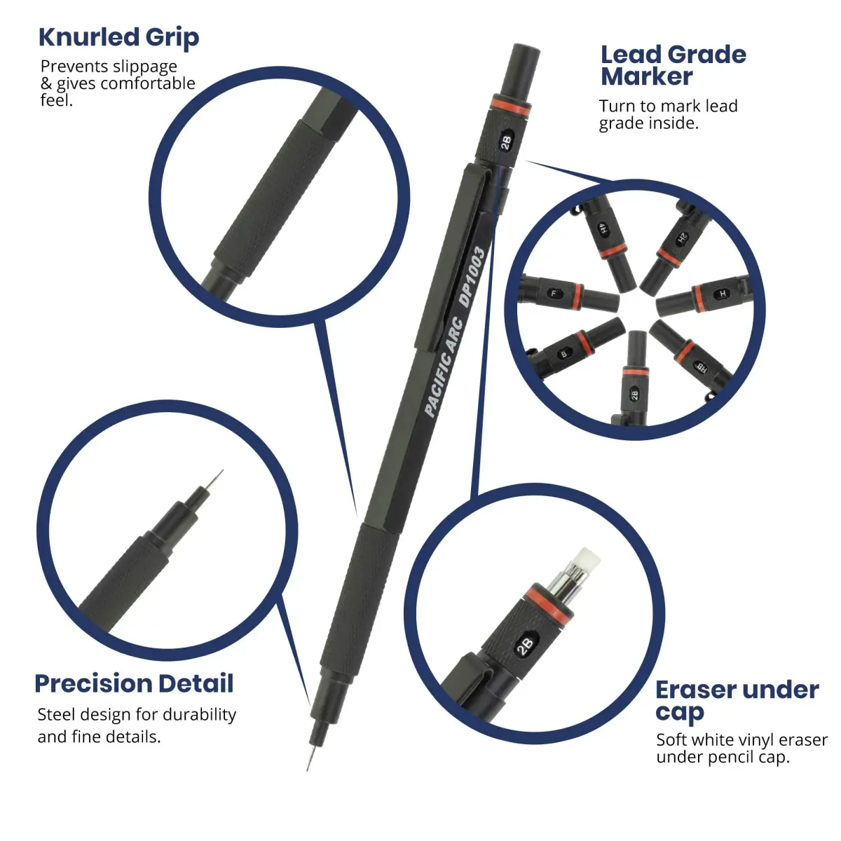 Pacific Arc Chromagraph Metal Mechanical Pencil 0.3 mm Black Barrel | Drafting & Sketching Tool - view 3