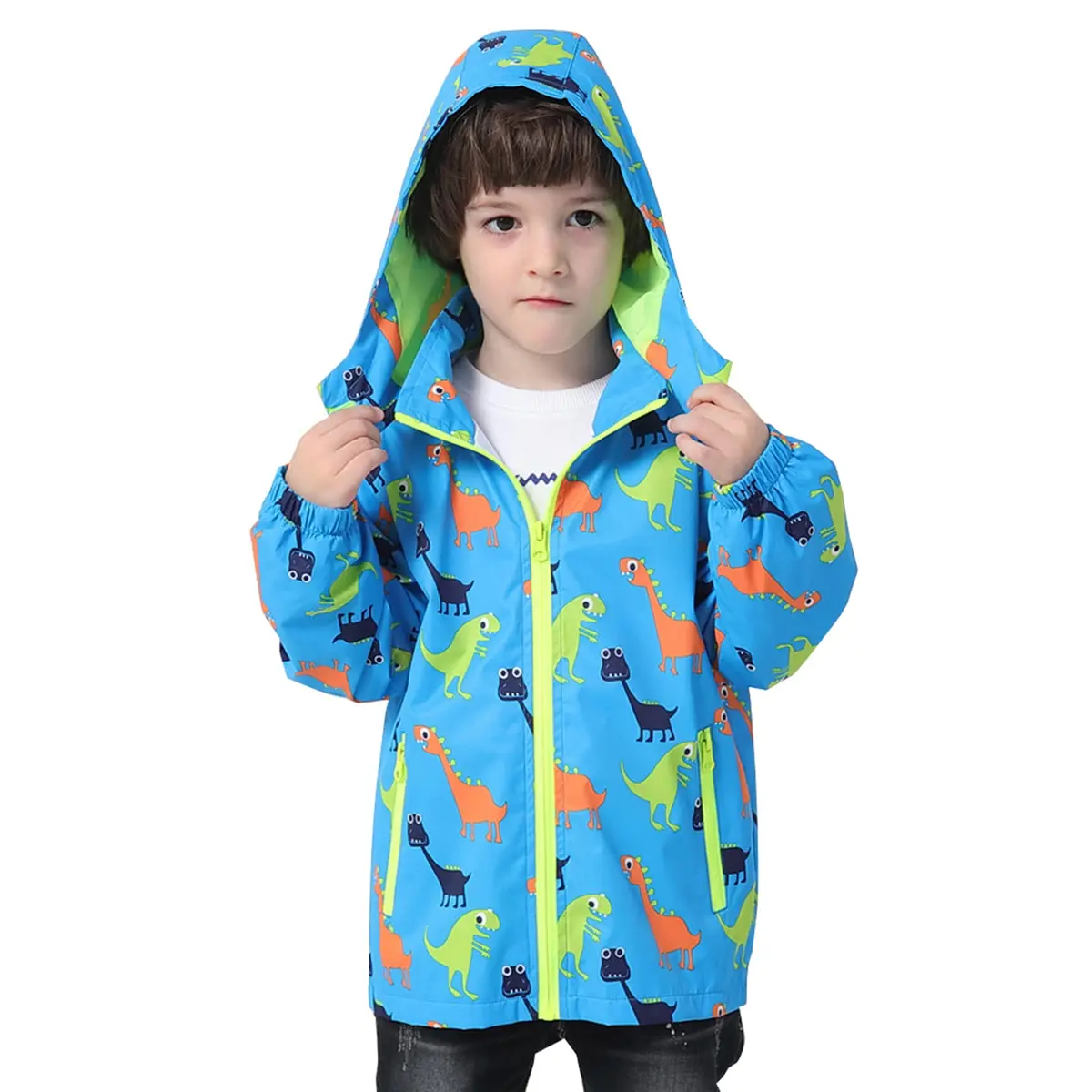 IjnUhb Waterproof Hooded Jacket for Boys & Girls 6-7 Years | Windproof & Rainproof Outdoor Coat - view 2