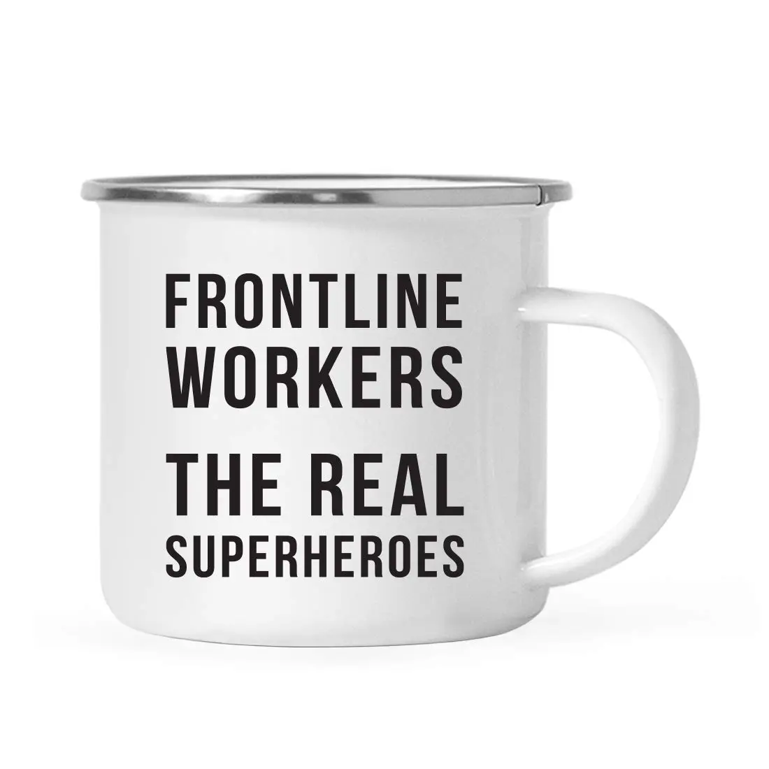 Andaz Press Funny Self Isolation Social Distancing 11oz. Stainless Steel Campfire Coffee Mug Gift, Frontline Workers The Real Superheroes - main product image