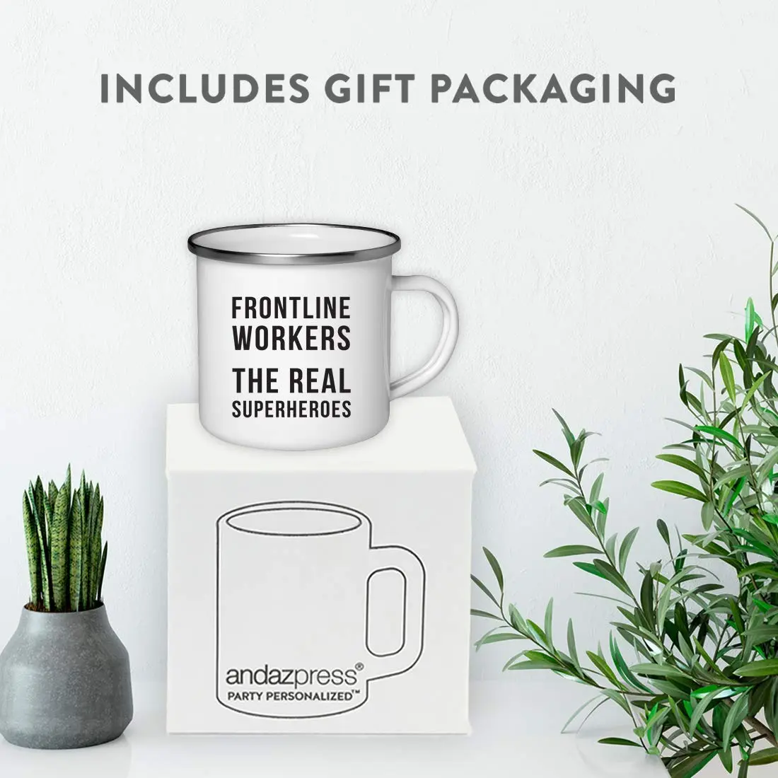 Andaz Press Funny Self Isolation Social Distancing 11oz. Stainless Steel Campfire Coffee Mug Gift, Frontline Workers The Real Superheroes - view 4