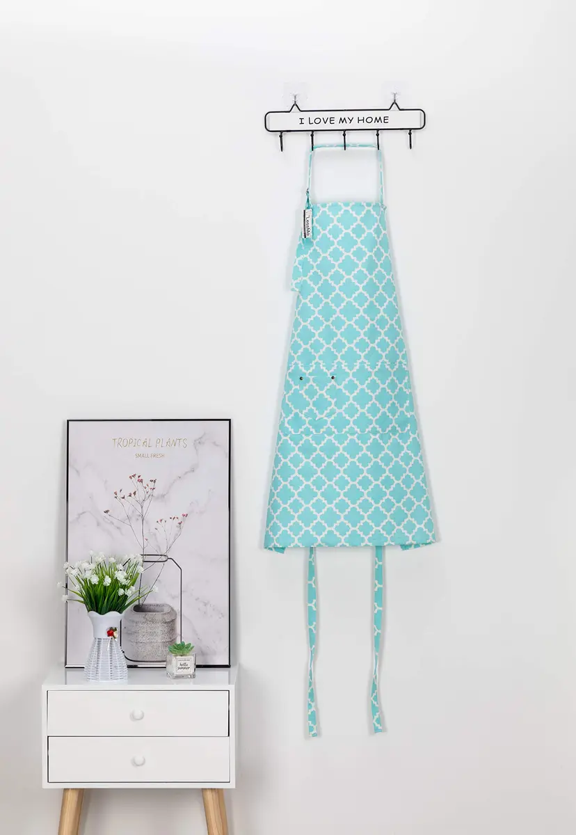 LessMo Kitchen Apron 65 x 85 cm | Adjustable Cotton Chef Apron for Kitchen & BBQ (Light Green) - view 7
