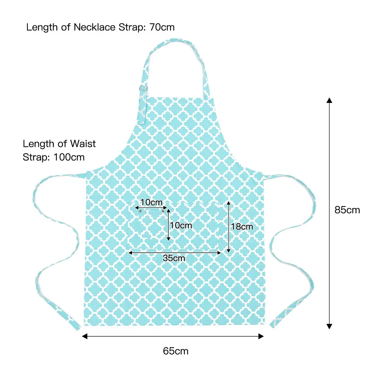 LessMo Kitchen Apron 65 x 85 cm | Adjustable Cotton Chef Apron for Kitchen & BBQ (Light Green) - view 4