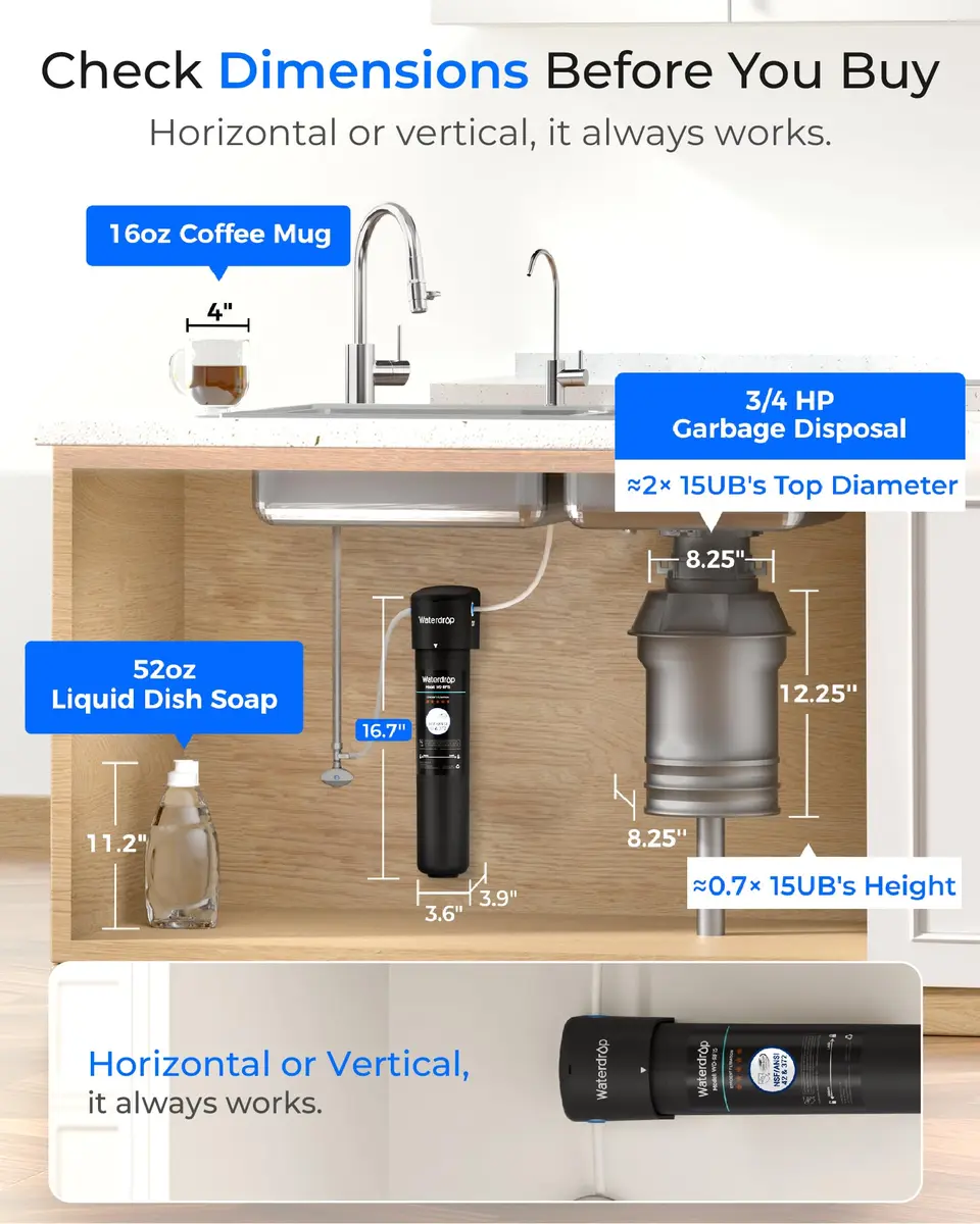 Waterdrop 15UB Under Sink Water Filter System with Dedicated Faucet, 19000 Gallons (730 Days) | Reduces PFAS, Lead, Chlorine - view 5