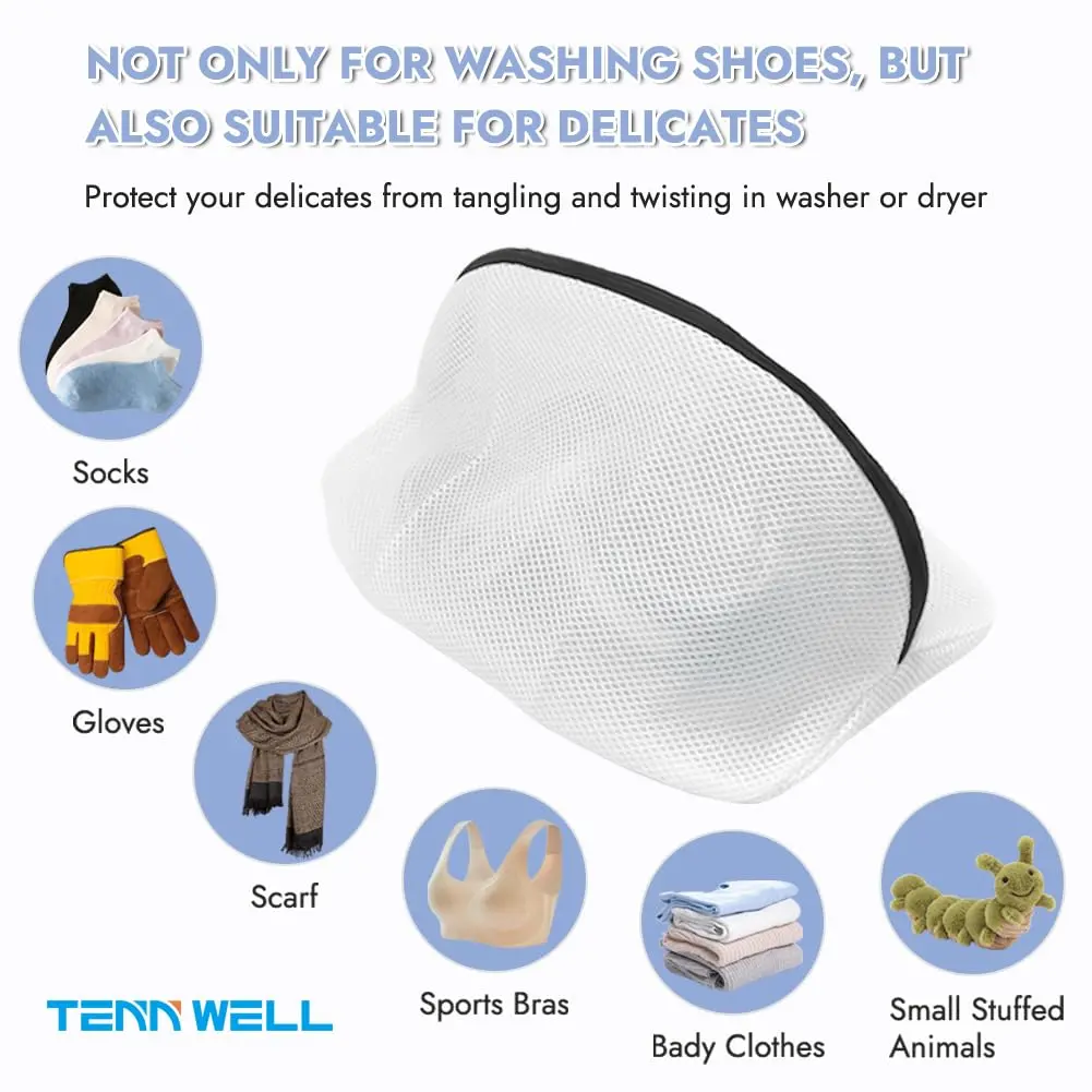 Tenn Well 3Pcs Mesh Laundry Bags for Shoes Sneakers Fits Size 12 | Breathable & Durable - view 5
