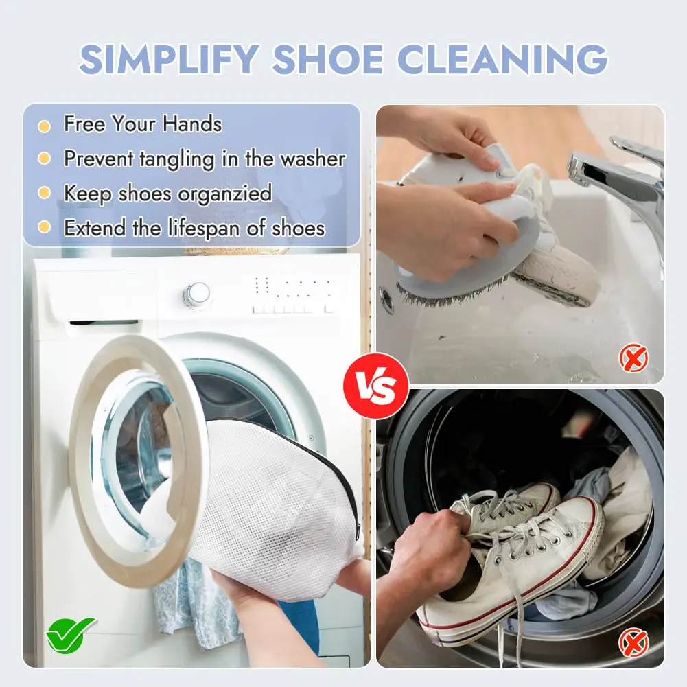 Tenn Well 3Pcs Mesh Laundry Bags for Shoes Sneakers Fits Size 12 | Breathable & Durable - view 6