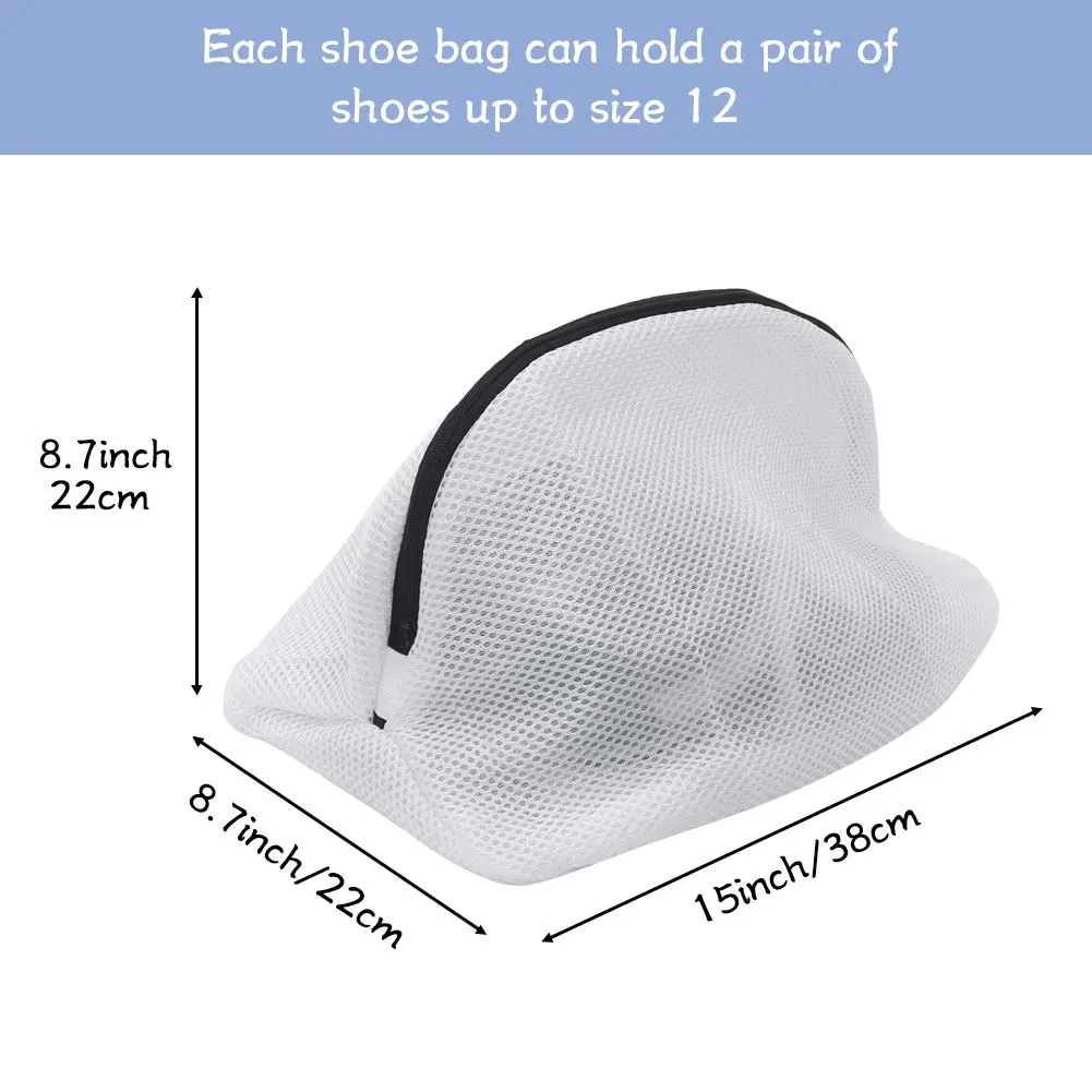 Tenn Well 3Pcs Mesh Laundry Bags for Shoes Sneakers Fits Size 12 | Breathable & Durable - view 3