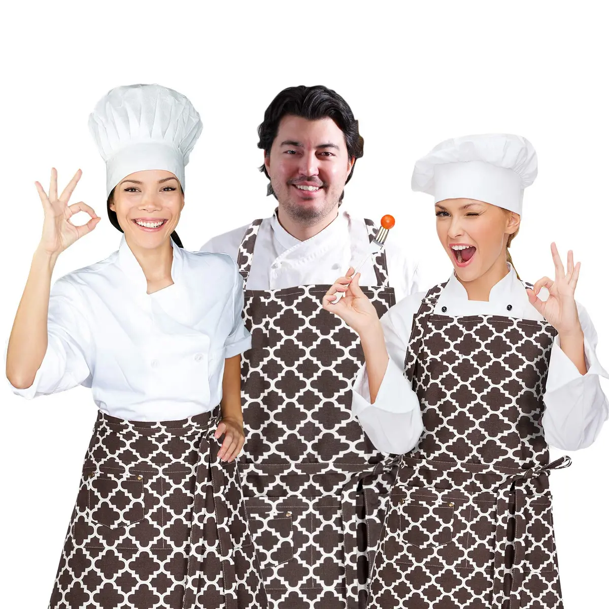 LessMo Cotton Apron with 3 Pockets | Adjustable Chef Apron for Kitchen & BBQ (Coffee) - view 5