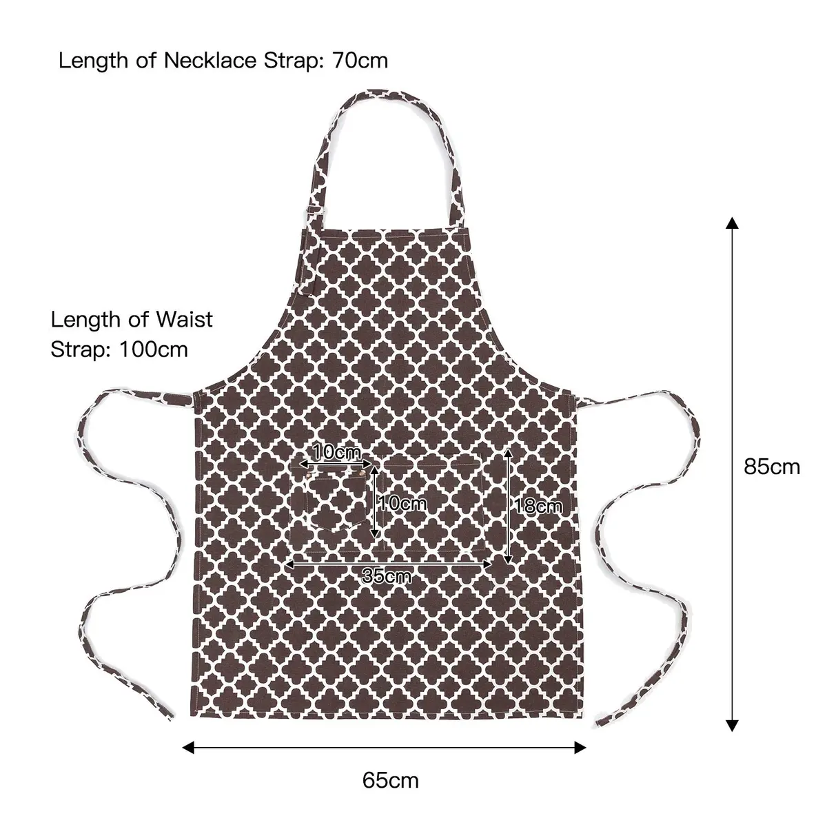 LessMo Cotton Apron with 3 Pockets | Adjustable Chef Apron for Kitchen & BBQ (Coffee) - view 4