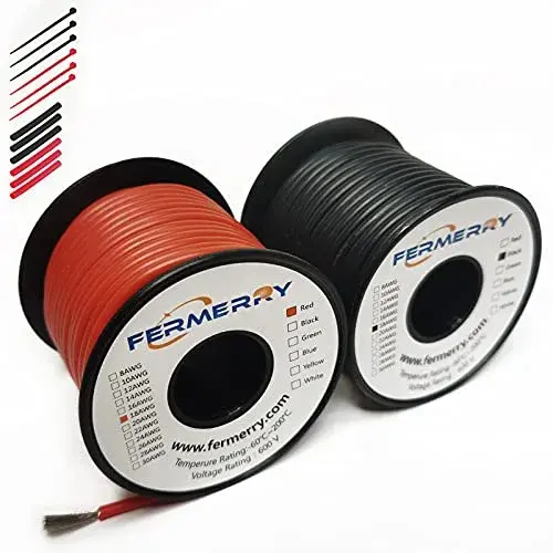 Fermerry 18 AWG-2C Stranded Silicone Wire Spool - 100ft, 2 Colors - main product image