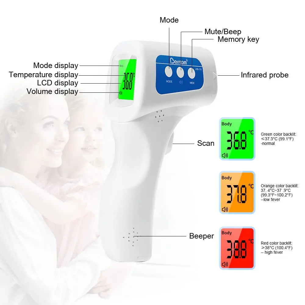 Berrcom Digital Infrared Forehead Thermometer 3 in 1 | Non Contact Fever Check for Kids & Adults - view 7