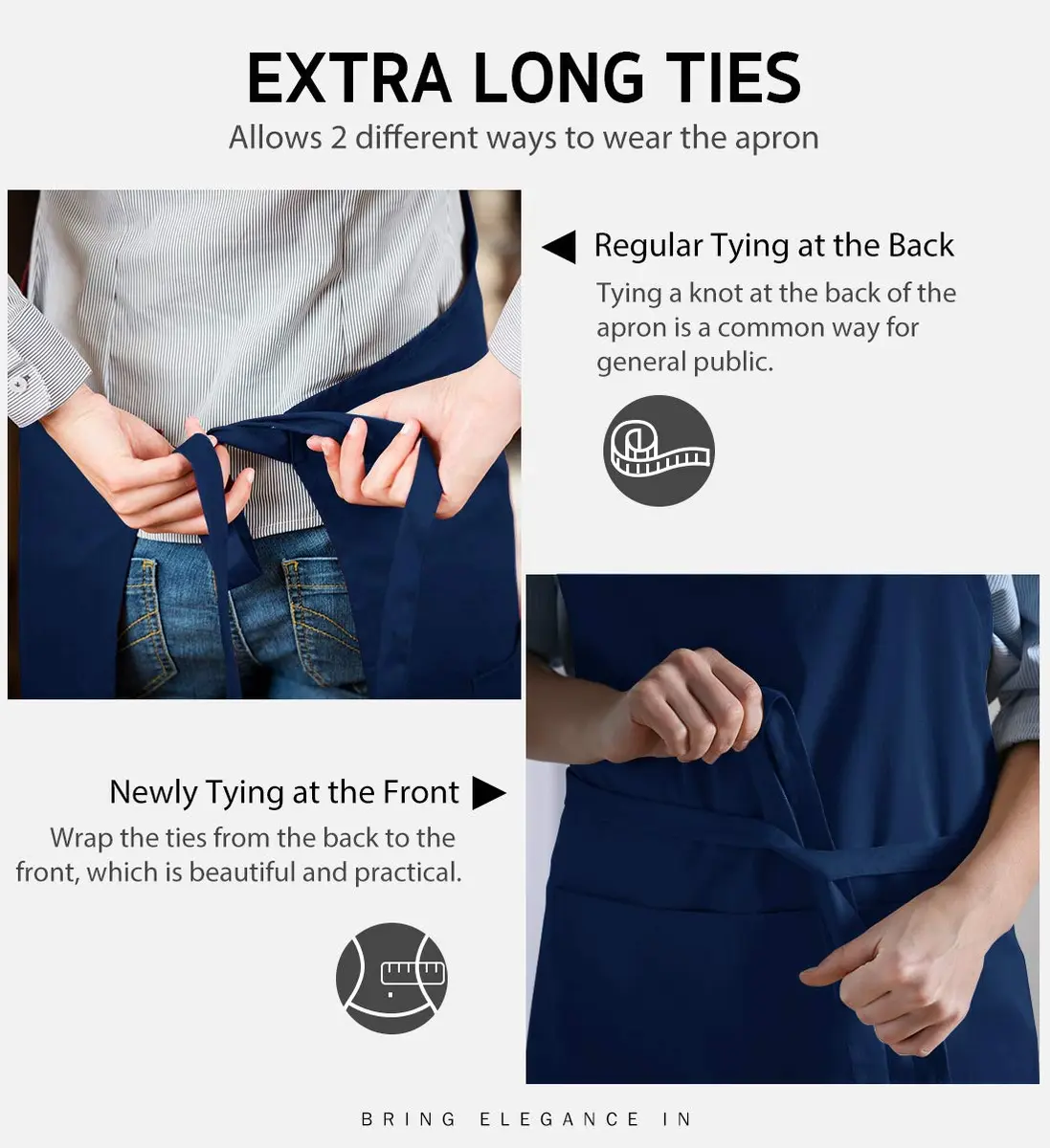Syntus Nautical Blue Bib Apron 2-Pack | Adjustable, Water-Resistant, 2 Pockets - view 5