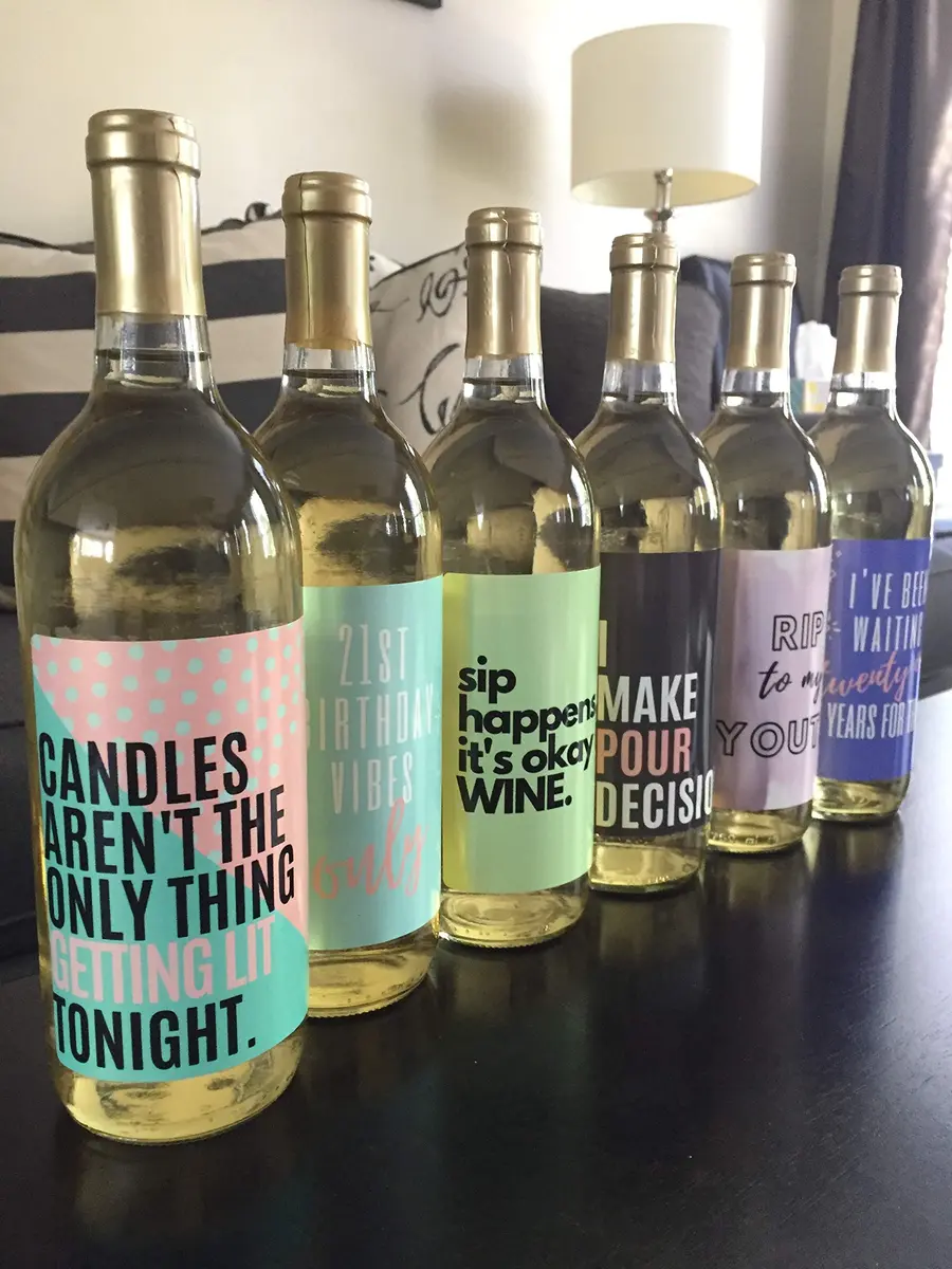 Harper & Ivy Designs 21st Birthday Wine Bottle Labels (6-Pack) | Chic Bday Gifts for Women - view 5