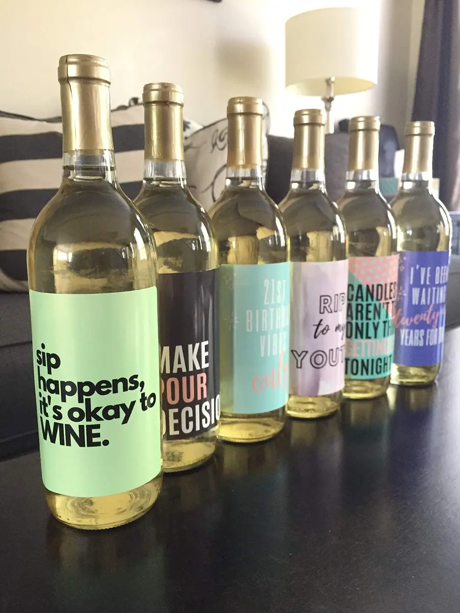 Harper & Ivy Designs 21st Birthday Wine Bottle Labels (6-Pack) | Chic Bday Gifts for Women - view 6