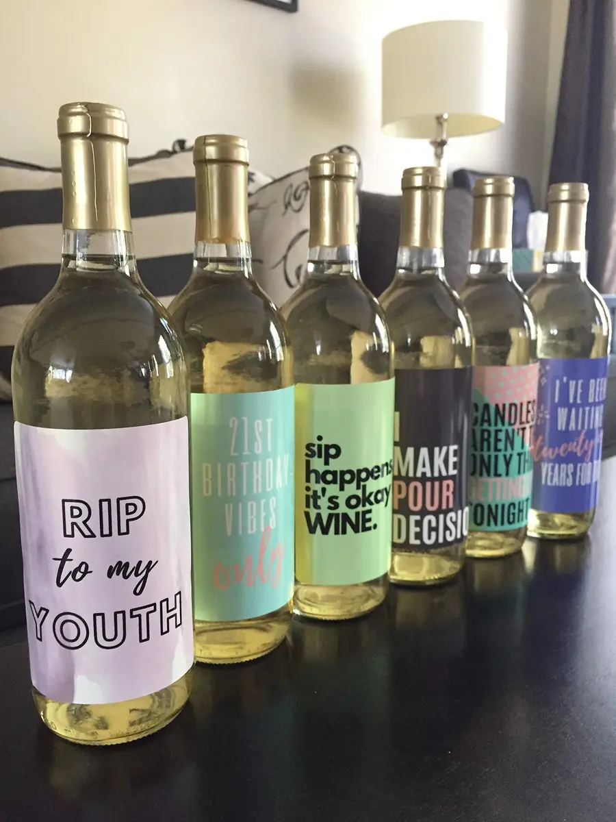 Harper & Ivy Designs 21st Birthday Wine Bottle Labels (6-Pack) | Chic Bday Gifts for Women - view 8