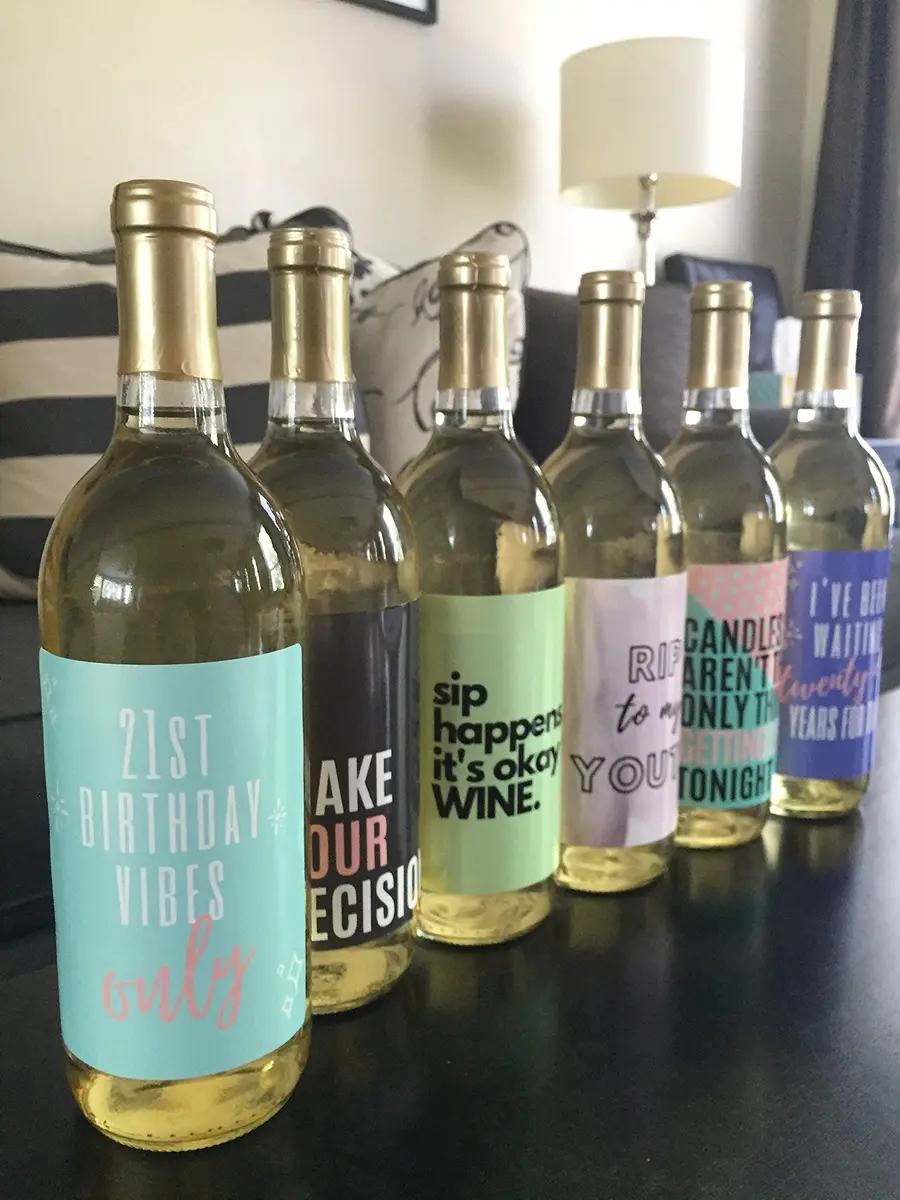 Harper & Ivy Designs 21st Birthday Wine Bottle Labels (6-Pack) | Chic Bday Gifts for Women - view 9