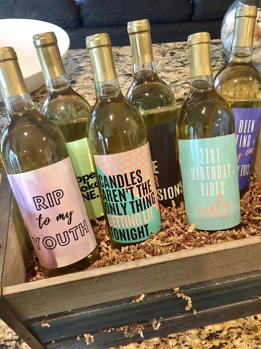Harper & Ivy Designs 21st Birthday Wine Bottle Labels (6-Pack) | Chic Bday Gifts for Women - view 3