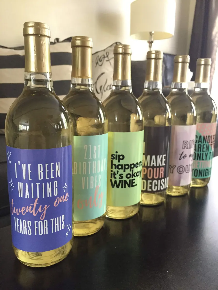 Harper & Ivy Designs 21st Birthday Wine Bottle Labels (6-Pack) | Chic Bday Gifts for Women - view 4