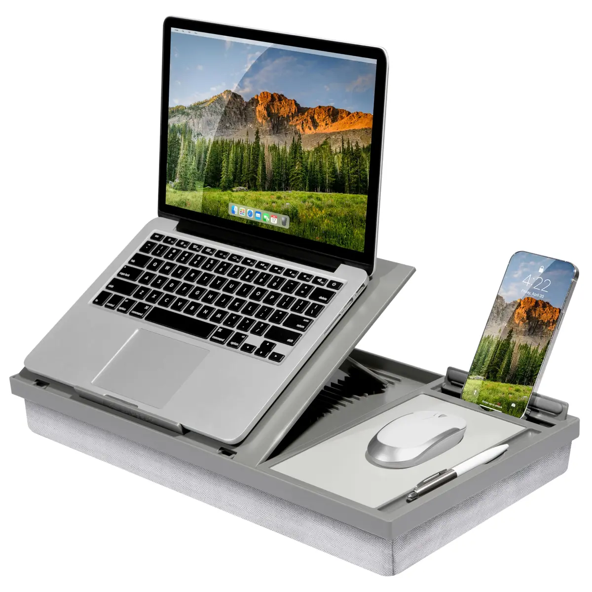 LapGear Ergo Pro Lap Desk with 20 Adjustable Angles, Mouse Pad, and Phone Holder - Gray - 51.5 cm (20.5 inches) Wide - main product image