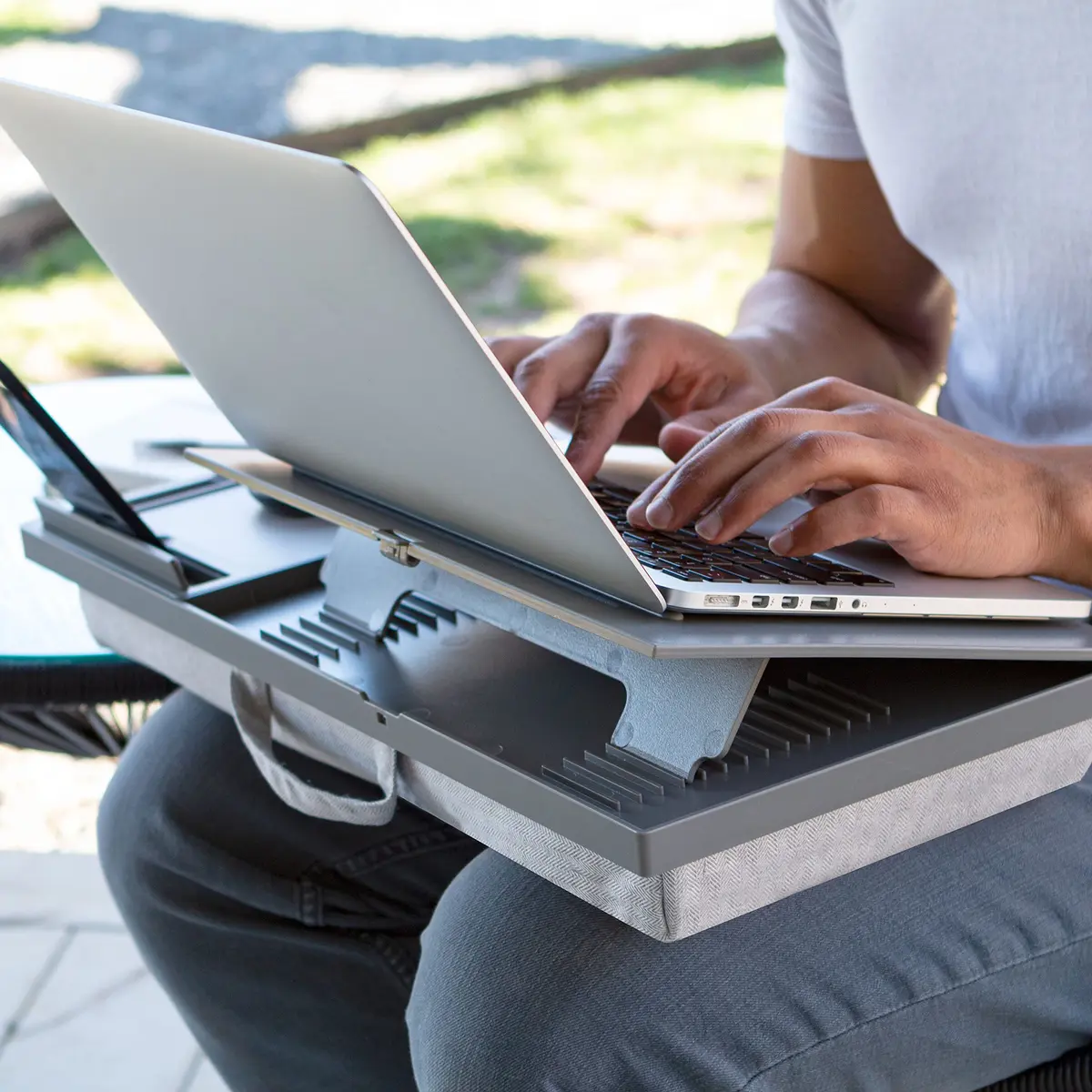 LapGear Ergo Pro Lap Desk with 20 Adjustable Angles, Mouse Pad, and Phone Holder - Gray - 51.5 cm (20.5 inches) Wide - view 6