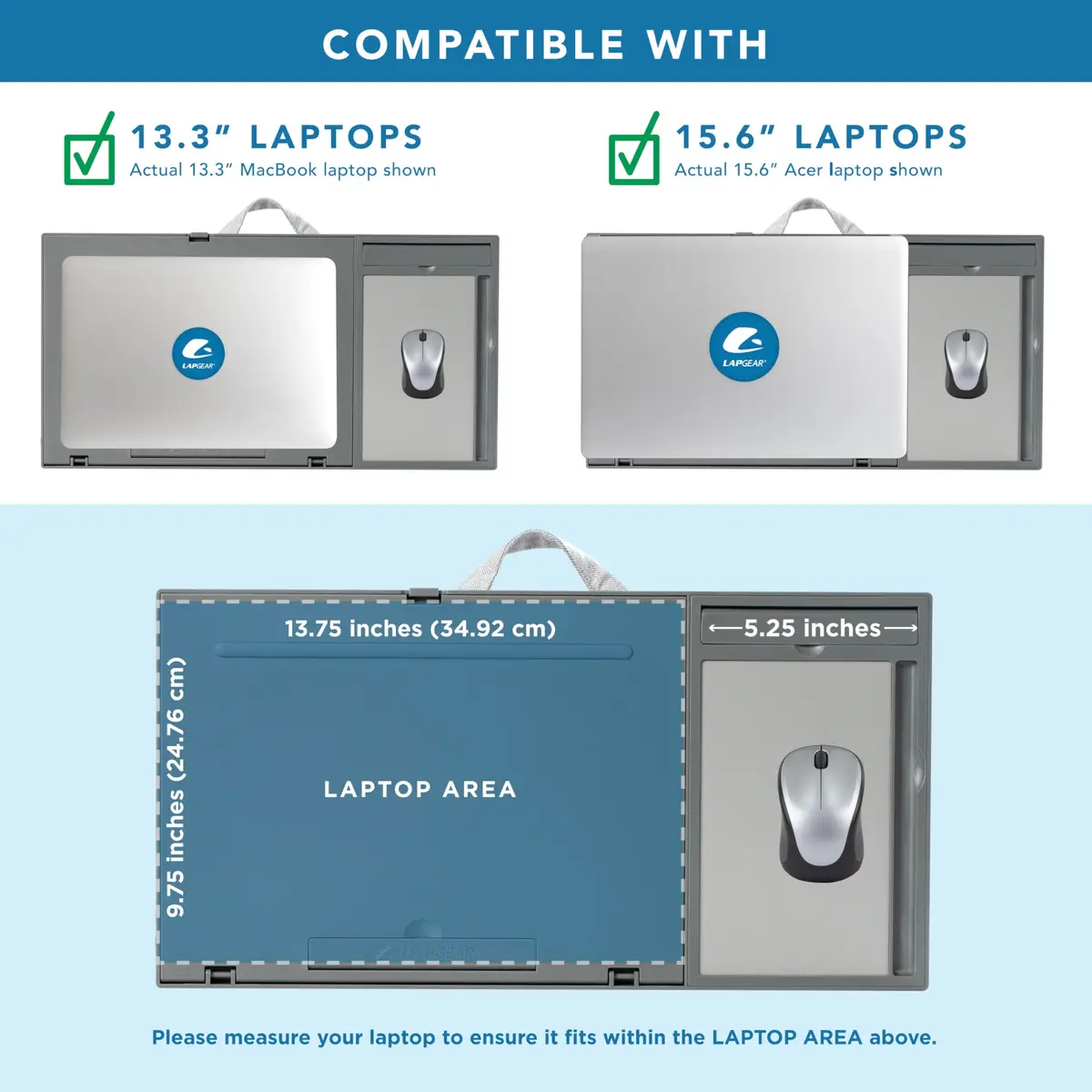 LapGear Ergo Pro Lap Desk with 20 Adjustable Angles, Mouse Pad, and Phone Holder - Gray - 51.5 cm (20.5 inches) Wide - view 3