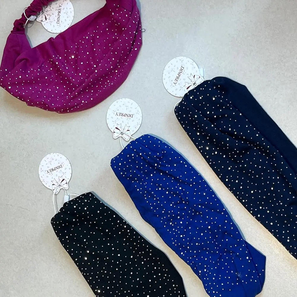 DINPREY Rhinestone Dots Wide Headband - Women's Twisted Solid Diamond Workout, Yoga & Makeup Head Wrap (4 Pcs) | Soft Cotton & Spandex, Elegant & Comfortable - view 7