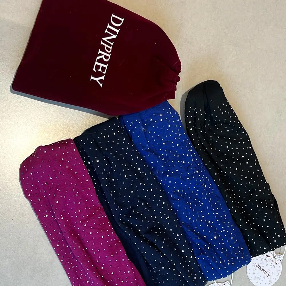 DINPREY Rhinestone Dots Wide Headband - Women's Twisted Solid Diamond Workout, Yoga & Makeup Head Wrap (4 Pcs) | Soft Cotton & Spandex, Elegant & Comfortable - view 9