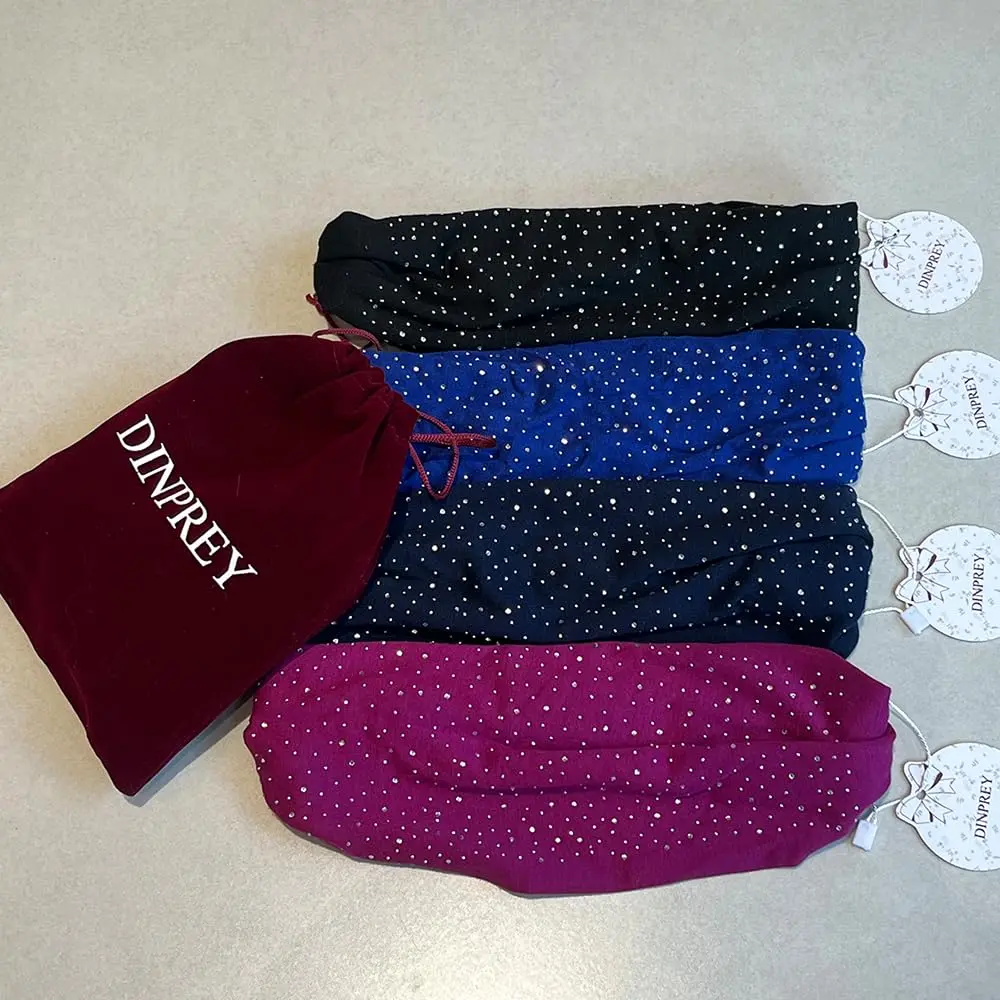DINPREY Rhinestone Dots Wide Headband - Women's Twisted Solid Diamond Workout, Yoga & Makeup Head Wrap (4 Pcs) | Soft Cotton & Spandex, Elegant & Comfortable - view 2