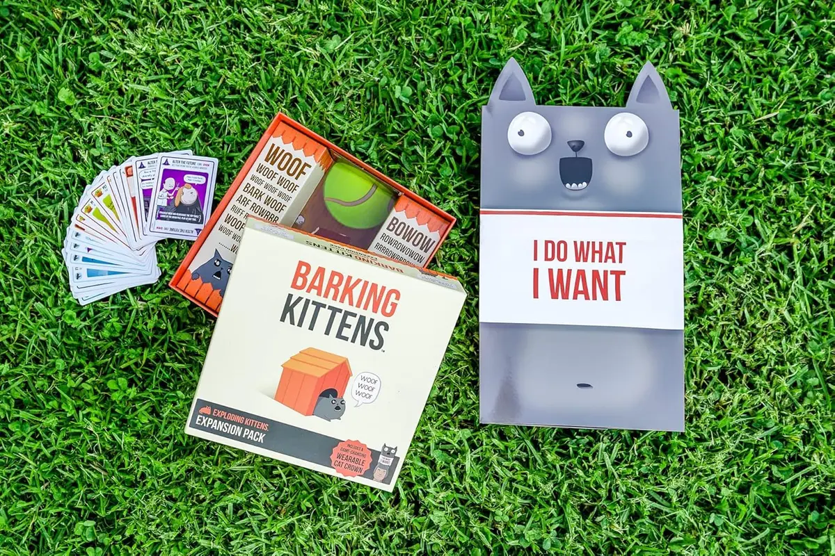 Exploding Kittens Barking Kittens Expansion Set 20 Cards + Cat Crown | Ages 7+ Family Party Game - view 2