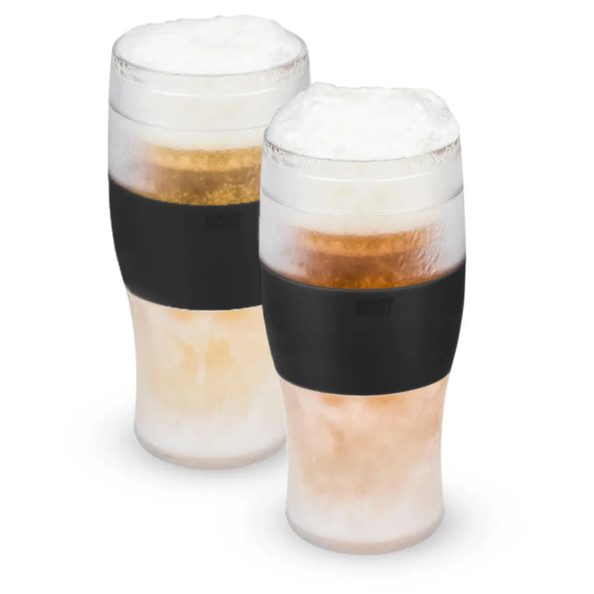 Host Freeze Beer Glasses, Insulated Pint Glass Set with Cooling Gel, 16oz (473ml) Each, Set of 2, Black | Keeps Drinks Ice Cold - main product image