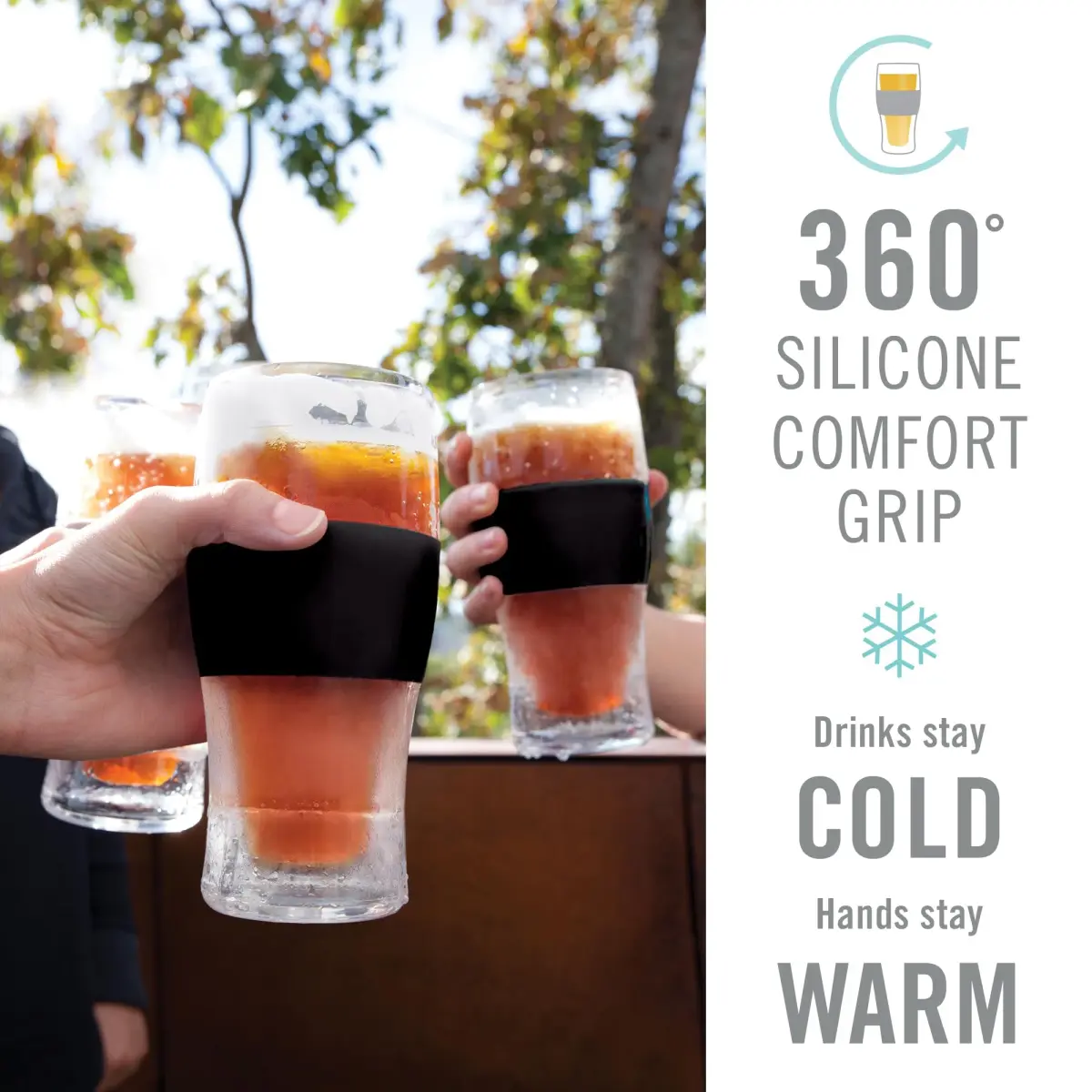 Host Freeze Beer Glasses, Insulated Pint Glass Set with Cooling Gel, 16oz (473ml) Each, Set of 2, Black | Keeps Drinks Ice Cold - view 7