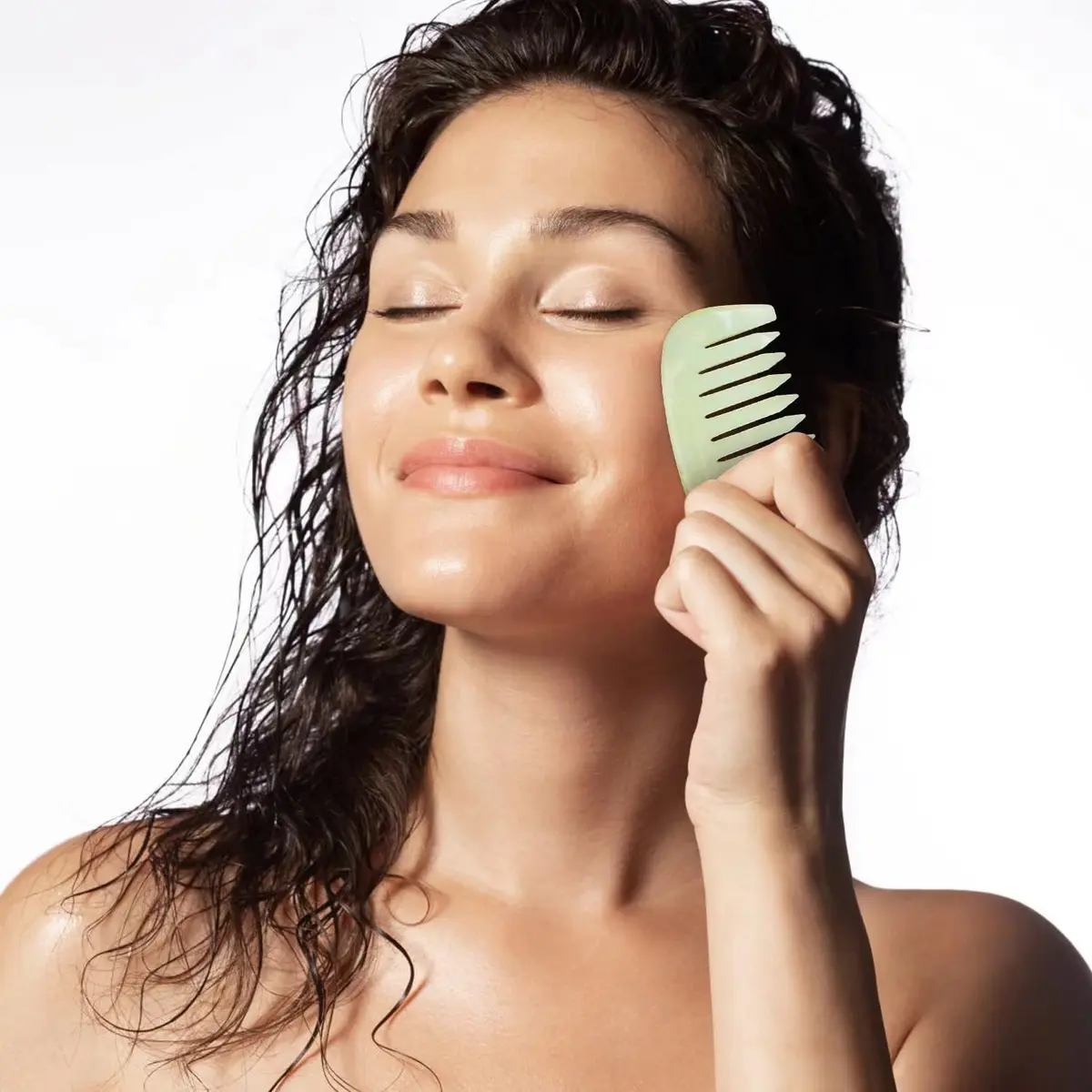 LEOSENSE Scalp Massage Comb for Hair Growth & Stress Relief | Jade Gua Sha Head Scratcher (55g) - view 5