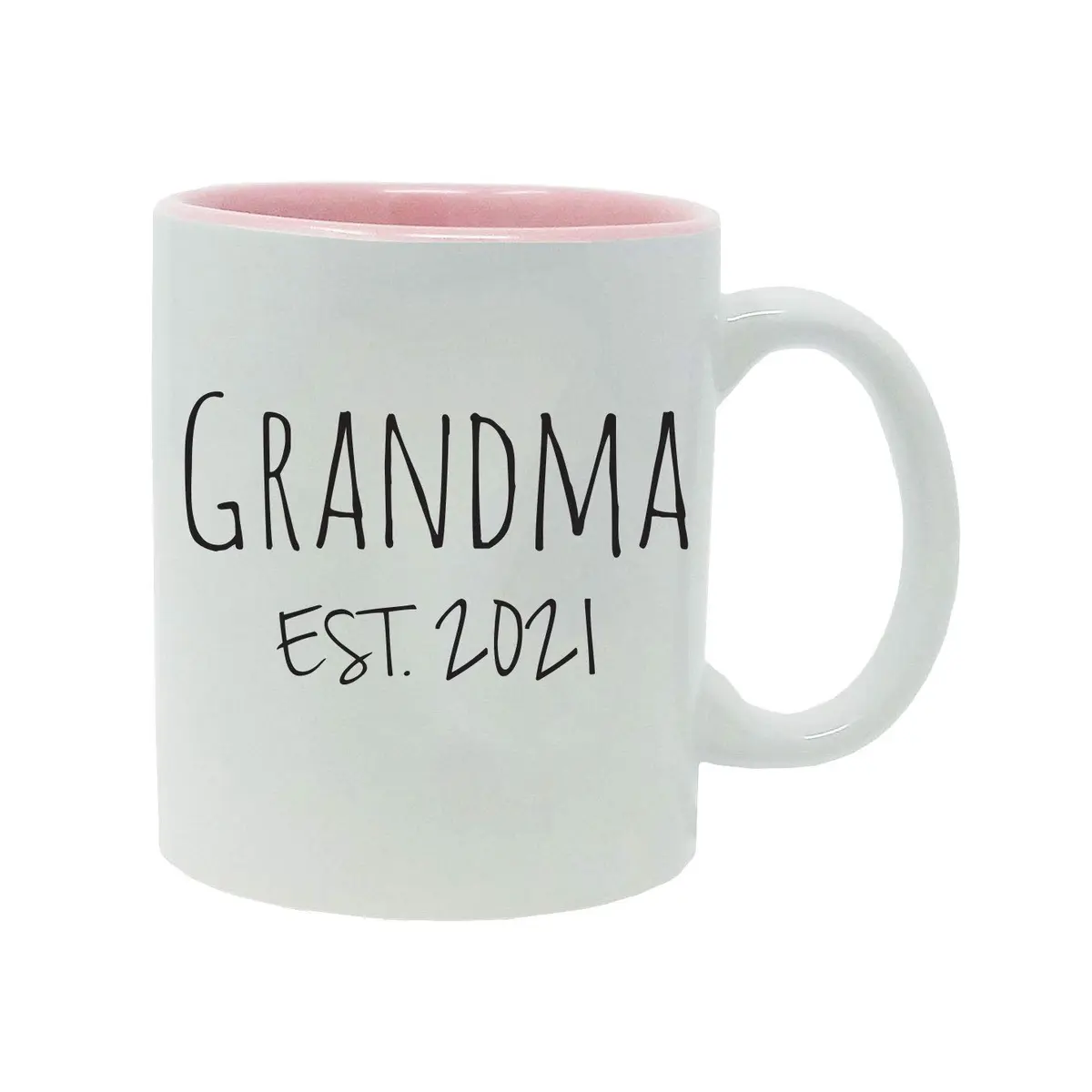CustomGiftsNow Grandma Established Est. 2021 11-Ounce Ceramic Coffee Mug with Gift Box (Pink) | Personalized Gift for Grandparents - main product image