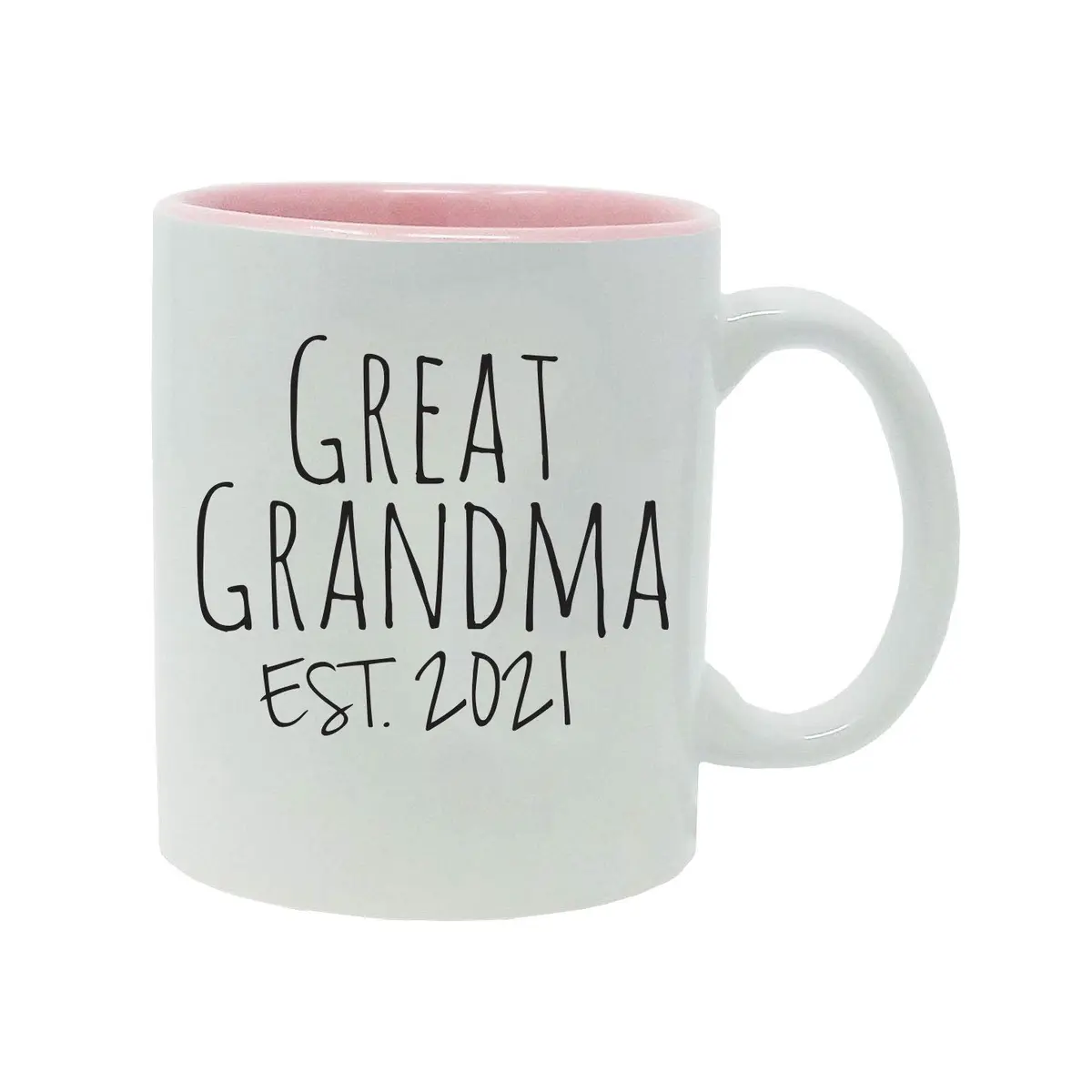 CustomGiftsNow Great Grandma Established Est. 2021 11-Ounce Ceramic Coffee Mug with Gift Box (Pink) | Personalized Gift for Grandparents - main product image