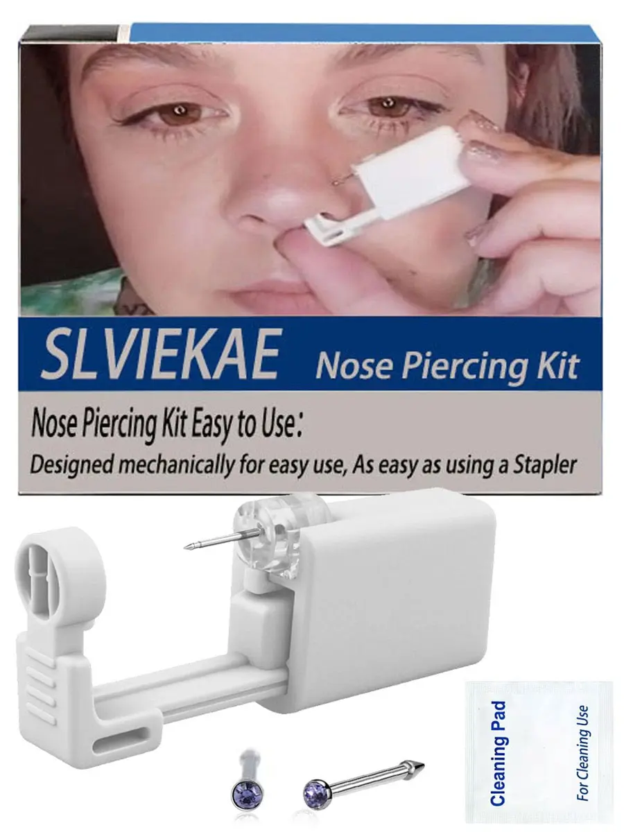 SLVIEKAE Purple Nose Piercing Kit | Single-Use Self Piercing Tool with Cubic Zirconia Stud - view 6