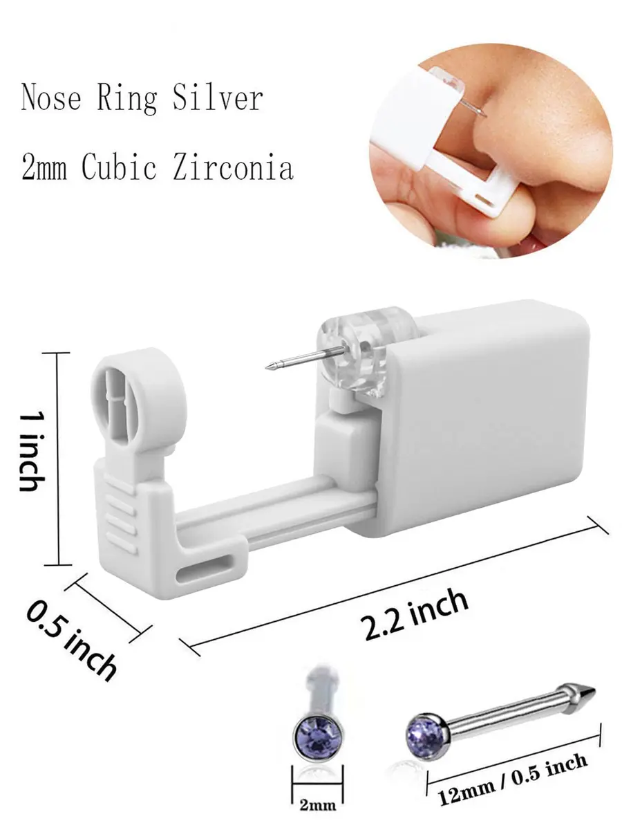 SLVIEKAE Purple Nose Piercing Kit | Single-Use Self Piercing Tool with Cubic Zirconia Stud - view 4