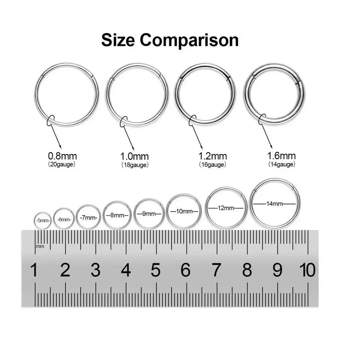 M MOOHAM Nose Rings for Women, 18g Silver Hoop, 9mm Inner Diameter | Hypoallergenic Surgical Steel Jewelry - view 5
