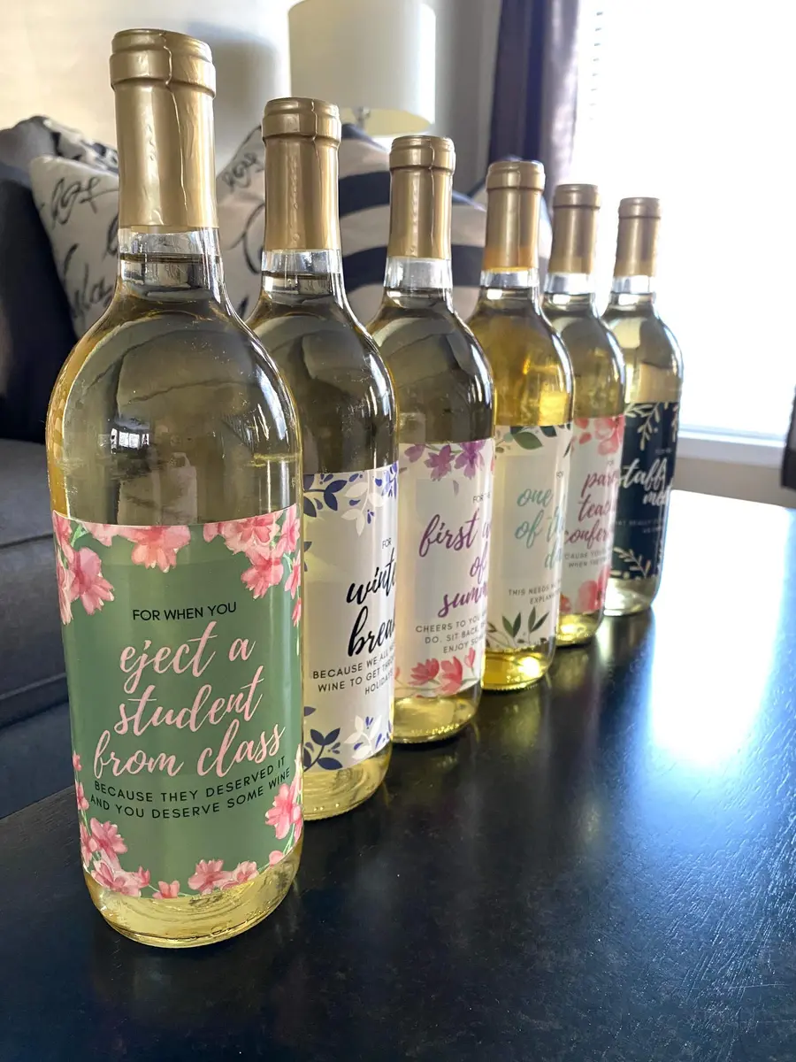 Harper & Ivy Designs Teacher Appreciation Wine Bottle Labels | Funny Gifts for Women & Teachers - view 5