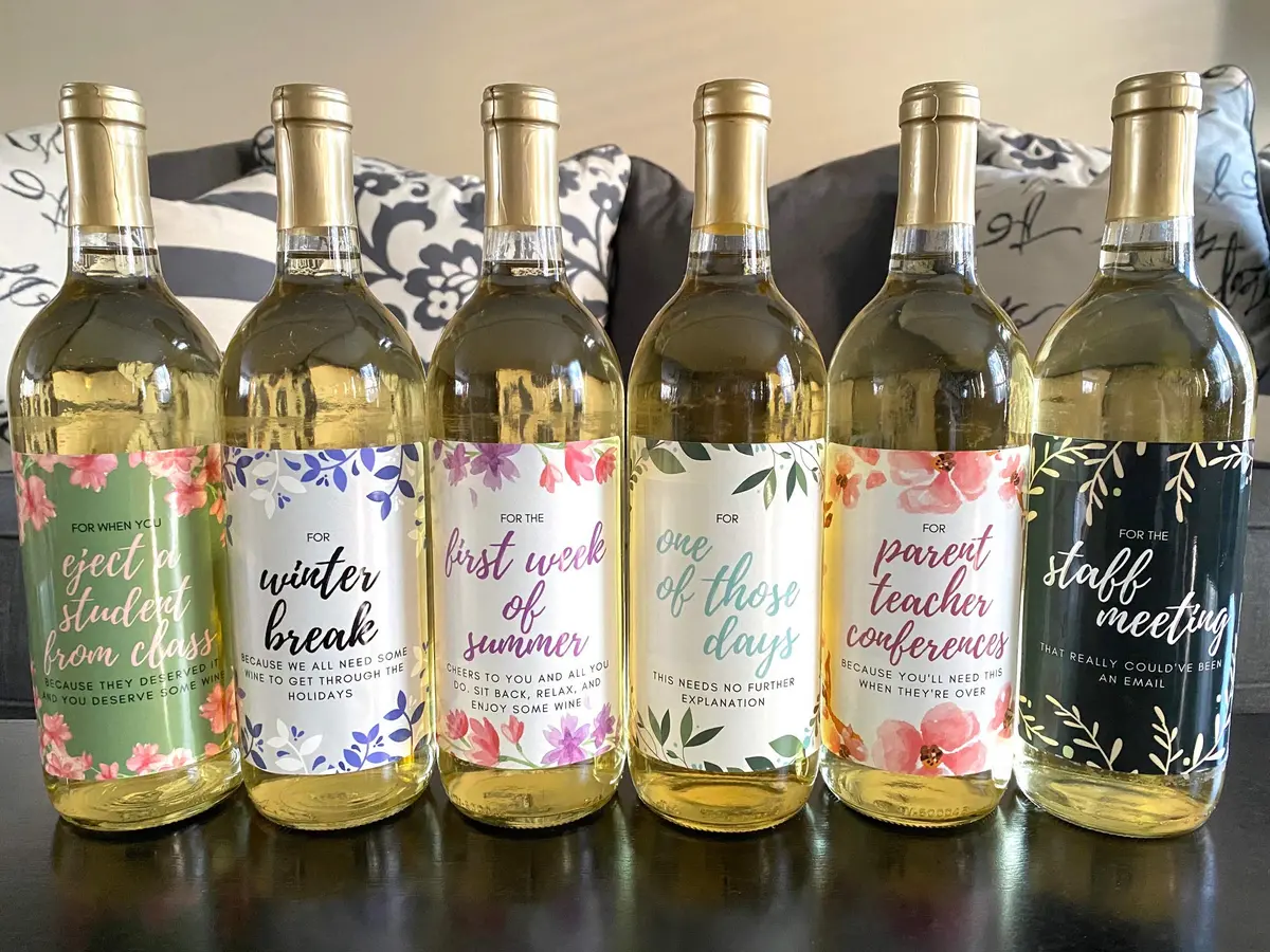 Harper & Ivy Designs Teacher Appreciation Wine Bottle Labels | Funny Gifts for Women & Teachers - view 2