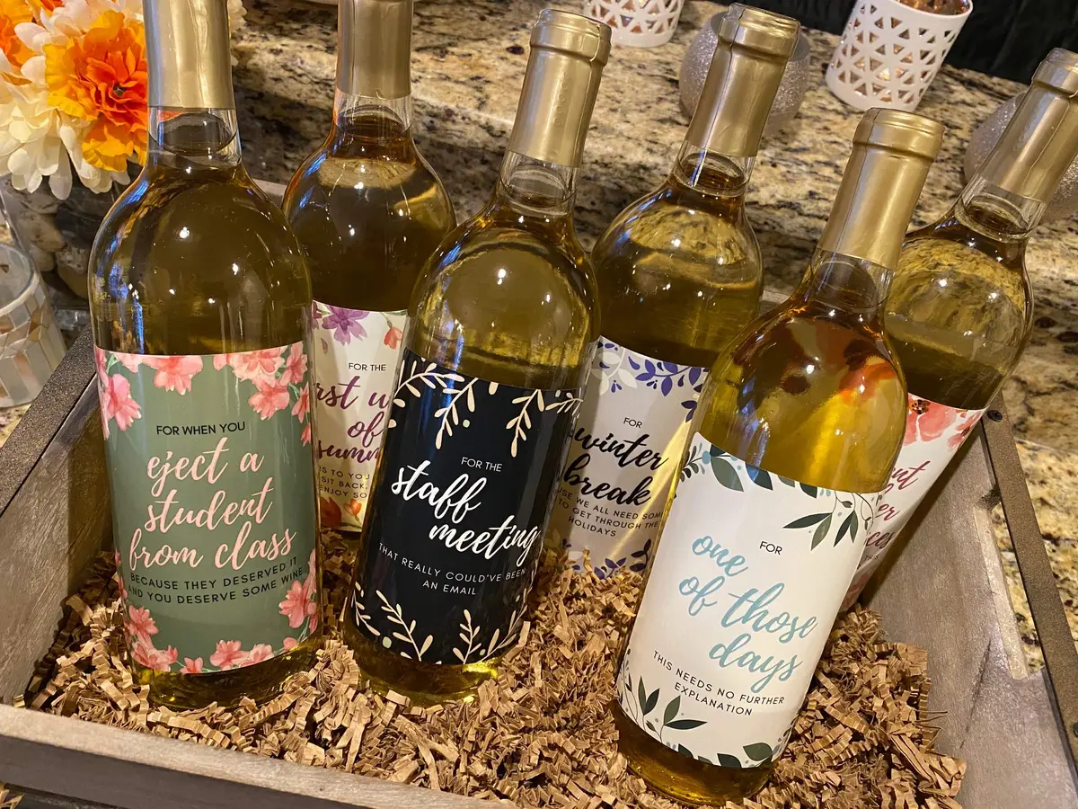 Harper & Ivy Designs Teacher Appreciation Wine Bottle Labels | Funny Gifts for Women & Teachers - view 4