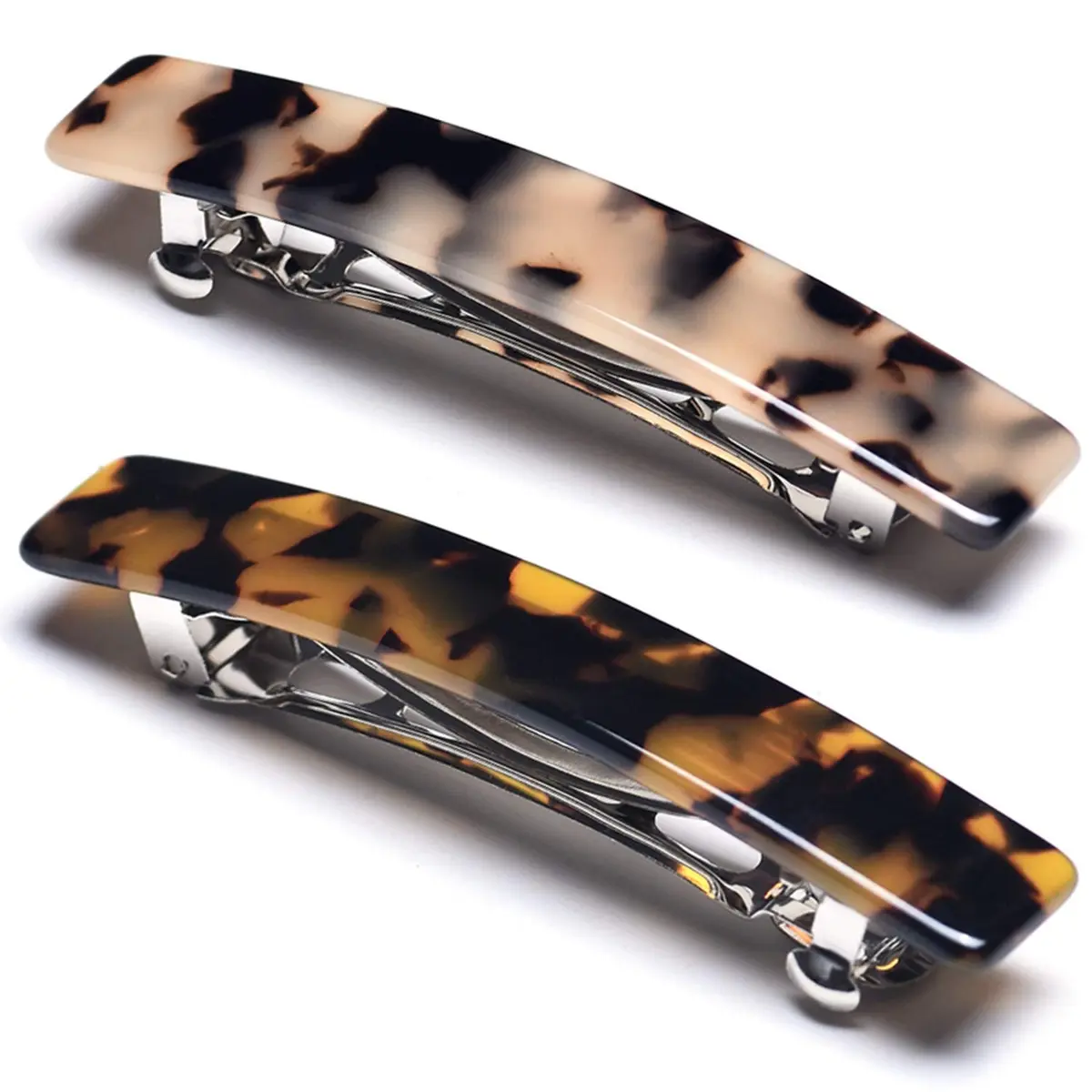 Eyegla Hair Clip 2pcs Tortoise Shell Celluloid Rectangle | Elegant French Design for Women - main product image
